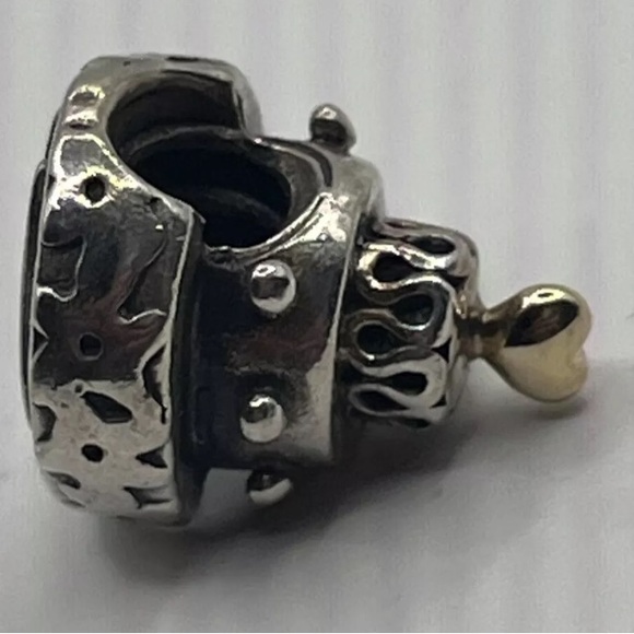 Pandora Sterling Silver and 14k Gold Wedding Cake Charm. EUC - Picture 4 of 5